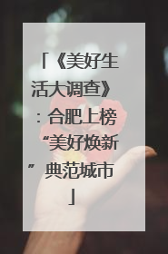 《美好生活大调查》：合肥上榜“美好焕新”典范城市