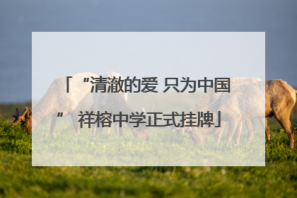 “清澈的爱 只为中国” 祥榕中学正式挂牌