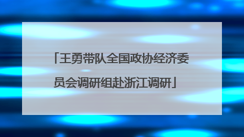 王勇带队全国政协经济委员会调研组赴浙江调研