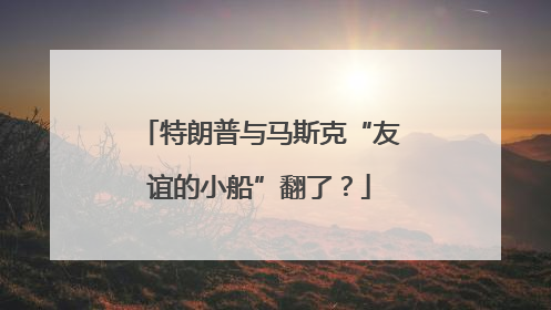 特朗普与马斯克“友谊的小船”翻了?