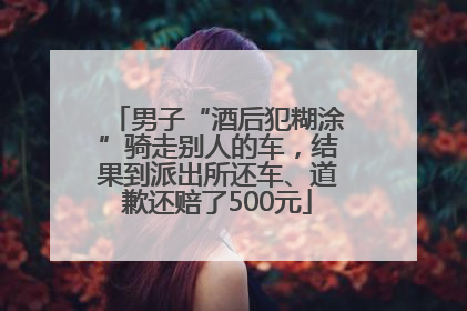 男子“酒后犯糊涂”骑走别人的车，结果到派出所还车、道歉还赔了500元