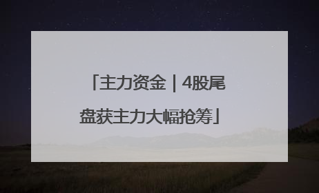 主力资金｜4股尾盘获主力大幅抢筹