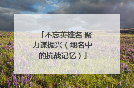 不忘英雄名 聚力谋振兴（地名中的抗战记忆）
