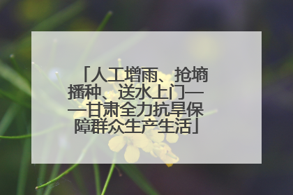 人工增雨、抢墒播种、送水上门——甘肃全力抗旱保障群众生产生活