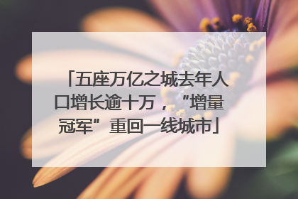 五座万亿之城去年人口增长逾十万，“增量冠军”重回一线城市