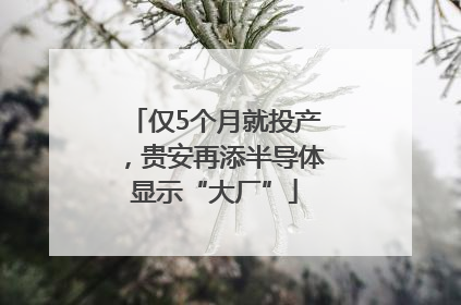 仅5个月就投产，贵安再添半导体显示“大厂”