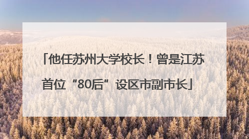 他任苏州大学校长！曾是江苏首位“80后”设区市副市长