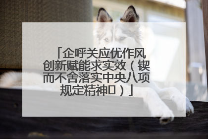 企呼关应优作风 创新赋能求实效（锲而不舍落实中央八项规定精神⑭）