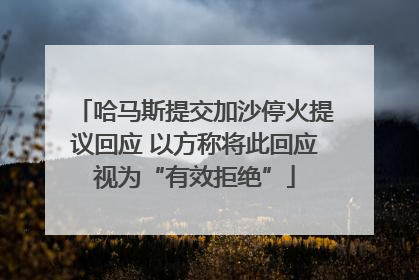 哈马斯提交加沙停火提议回应 以方称将此回应视为“有效拒绝”