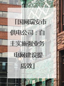 国网瑞安市供电公司：自主实施强业务 电网建设提质效