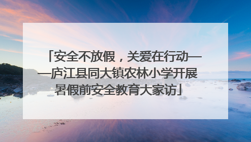 安全不放假，关爱在行动——庐江县同大镇农林小学开展暑假前安全教育大家访