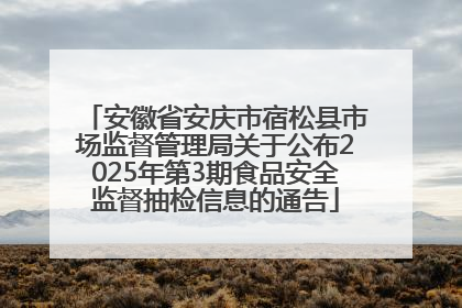 安徽省安庆市宿松县市场监督管理局关于公布2025年第3期食品安全监督抽检信息的通告