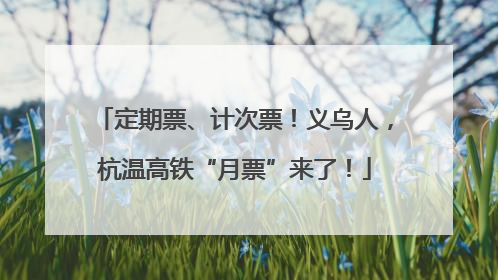 定期票、计次票！义乌人，杭温高铁“月票”来了！