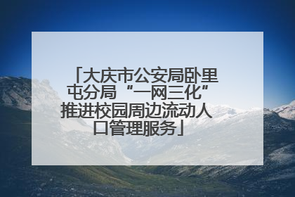 大庆市公安局卧里屯分局“一网三化”推进校园周边流动人口管理服务