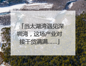 当太湖湾遇见深圳湾，这场产业对接干货满满……
