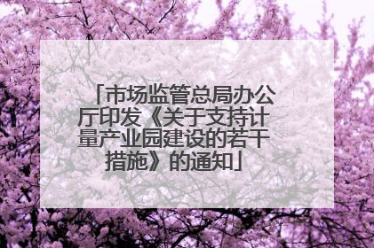 市场监管总局办公厅印发《关于支持计量产业园建设的若干措施》的通知