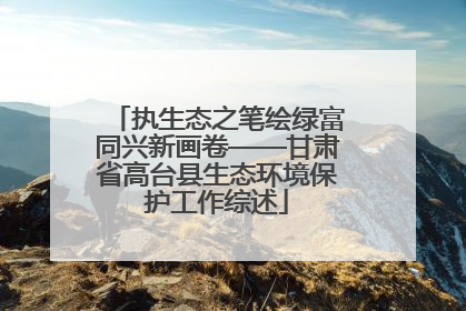 执生态之笔绘绿富同兴新画卷——甘肃省高台县生态环境保护工作综述