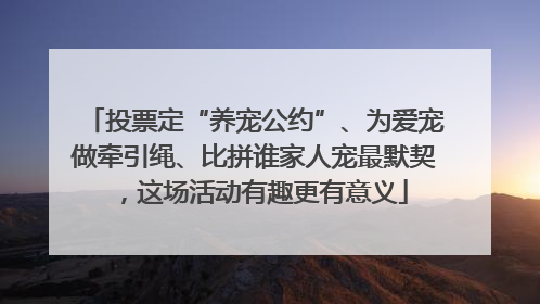 投票定“养宠公约”、为爱宠做牵引绳、比拼谁家人宠最默契，这场活动有趣更有意义