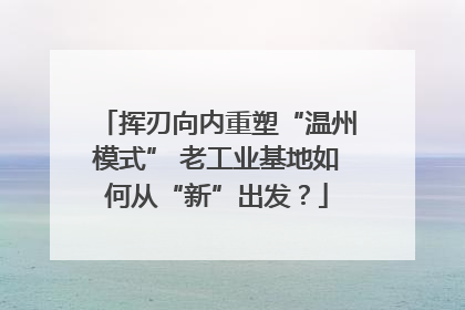 挥刃向内重塑“温州模式” 老工业基地如何从“新”出发？