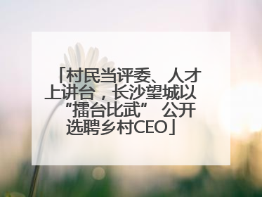 村民当评委、人才上讲台，长沙望城以“擂台比武” 公开选聘乡村CEO
