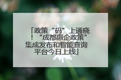 政策“码”上通晓！“成都惠企政策”集成发布和智能查询平台今日上线