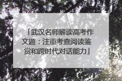 武汉名师解读高考作文题：注重考查阅读鉴赏和跨时代对话能力
