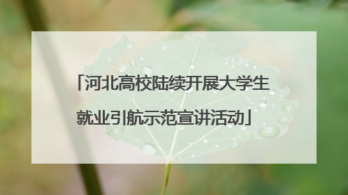 河北高校陆续开展大学生就业引航示范宣讲活动