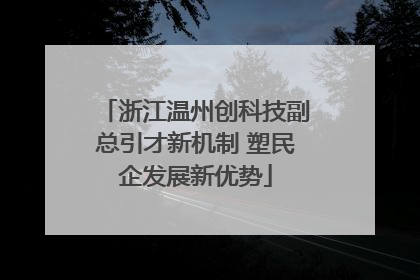 浙江温州创科技副总引才新机制 塑民企发展新优势