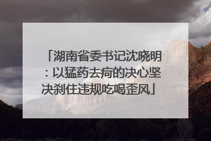 湖南省委书记沈晓明：以猛药去疴的决心坚决刹住违规吃喝歪风