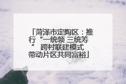 菏泽市定陶区：推行“一统领 三统筹” 跨村联建模式 带动片区共同富裕