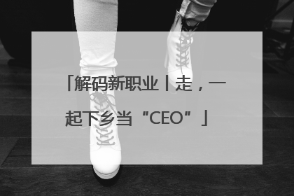 解码新职业丨走，一起下乡当“CEO”