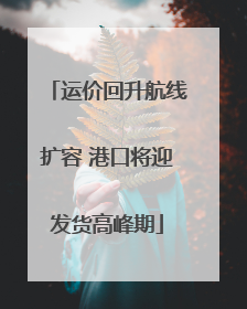 运价回升航线扩容 港口将迎发货高峰期
