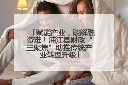 赋能产业，破解融资难！浦江县财政“三聚焦”助推传统产业转型升级