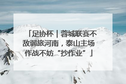 足协杯｜蓉城联赛不敌弱旅河南，泰山主场作战不妨“抄作业”