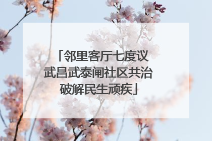 邻里客厅七度议 武昌武泰闸社区共治破解民生顽疾