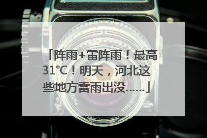 阵雨+雷阵雨！最高31℃！明天，河北这些地方雷雨出没……
