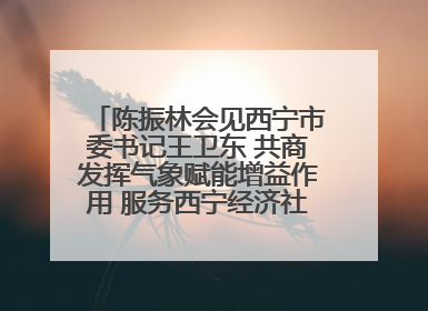 陈振林会见西宁市委书记王卫东 共商发挥气象赋能增益作用 服务西宁经济社会高质量发展