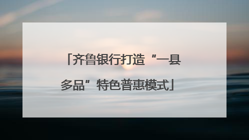 齐鲁银行打造“一县多品”特色普惠模式