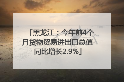 黑龙江：今年前4个月货物贸易进出口总值同比增长2.9%