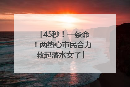 45秒！一条命！两热心市民合力救起落水女子